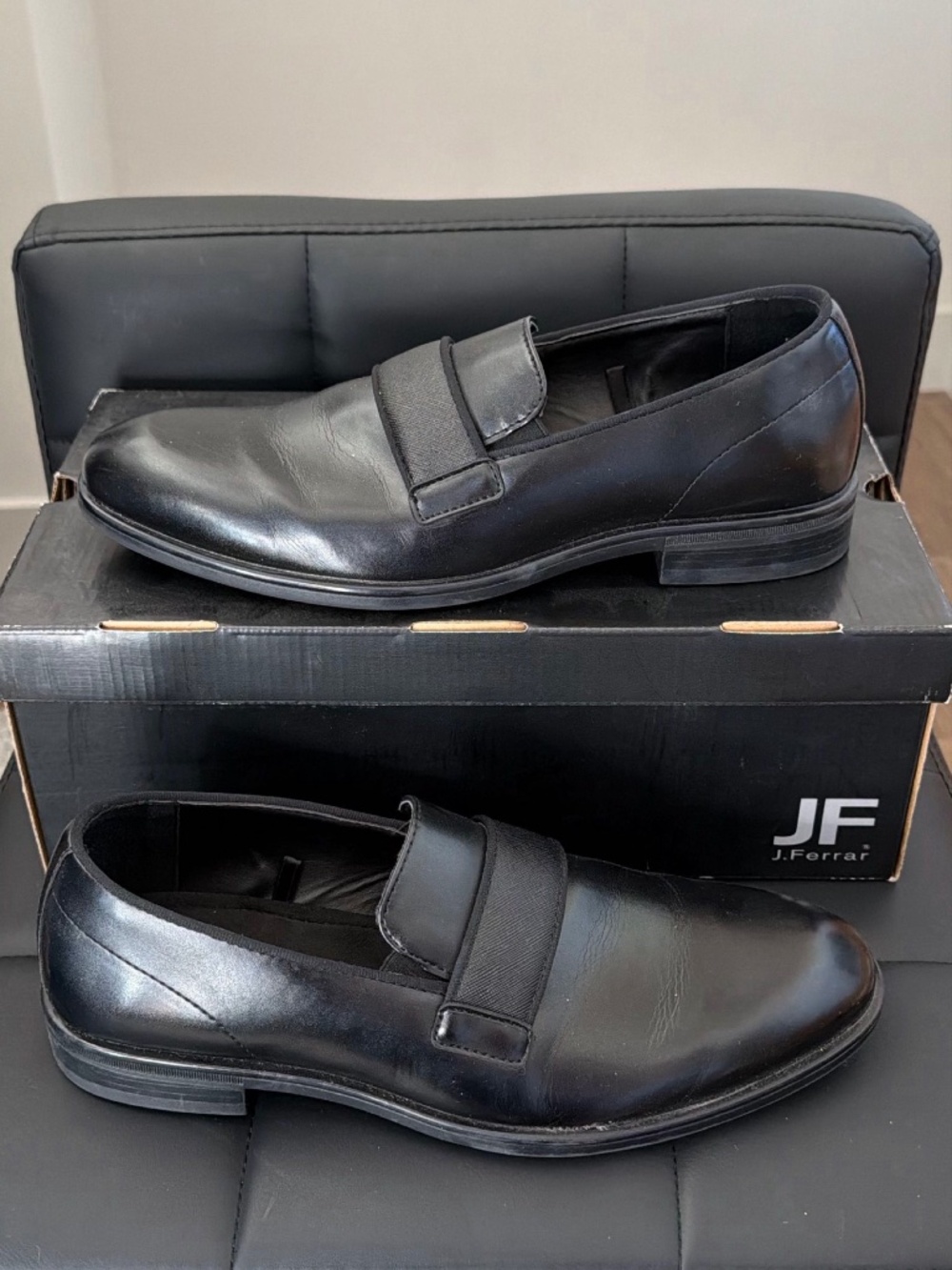 J. Ferrar Black Slip-On Loafers